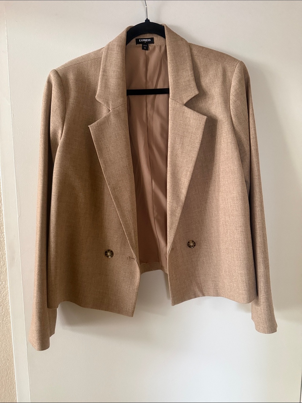 Express Cropped Blazer Jacket in Beige Taupe